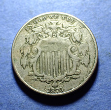 1870 Shield Nickel  Ch. Fine  Minor Doubling