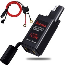4.8A Motorcycle USB Charger, Quick Disconnect SAE to Dual USB Adapter Motorcy...