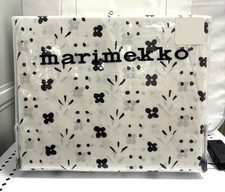 Marimekko Kukkaketo Cotton Floral Cottage BLACK WHITE 4pc QUEEN Sheet Set NIP