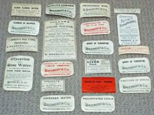 Victorian Pharmacist Chemist Drug Store Pharmacy Set of 20 Antique Labels (d)