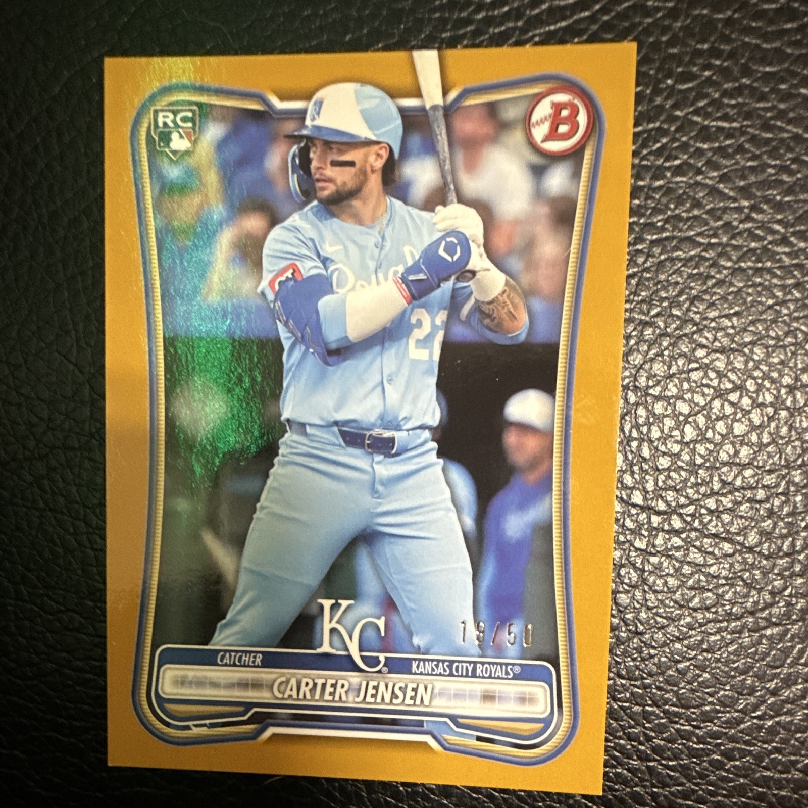 Topps 2026 Bowman Gold Rookie Serial #66 Carter Jensen Royals /50