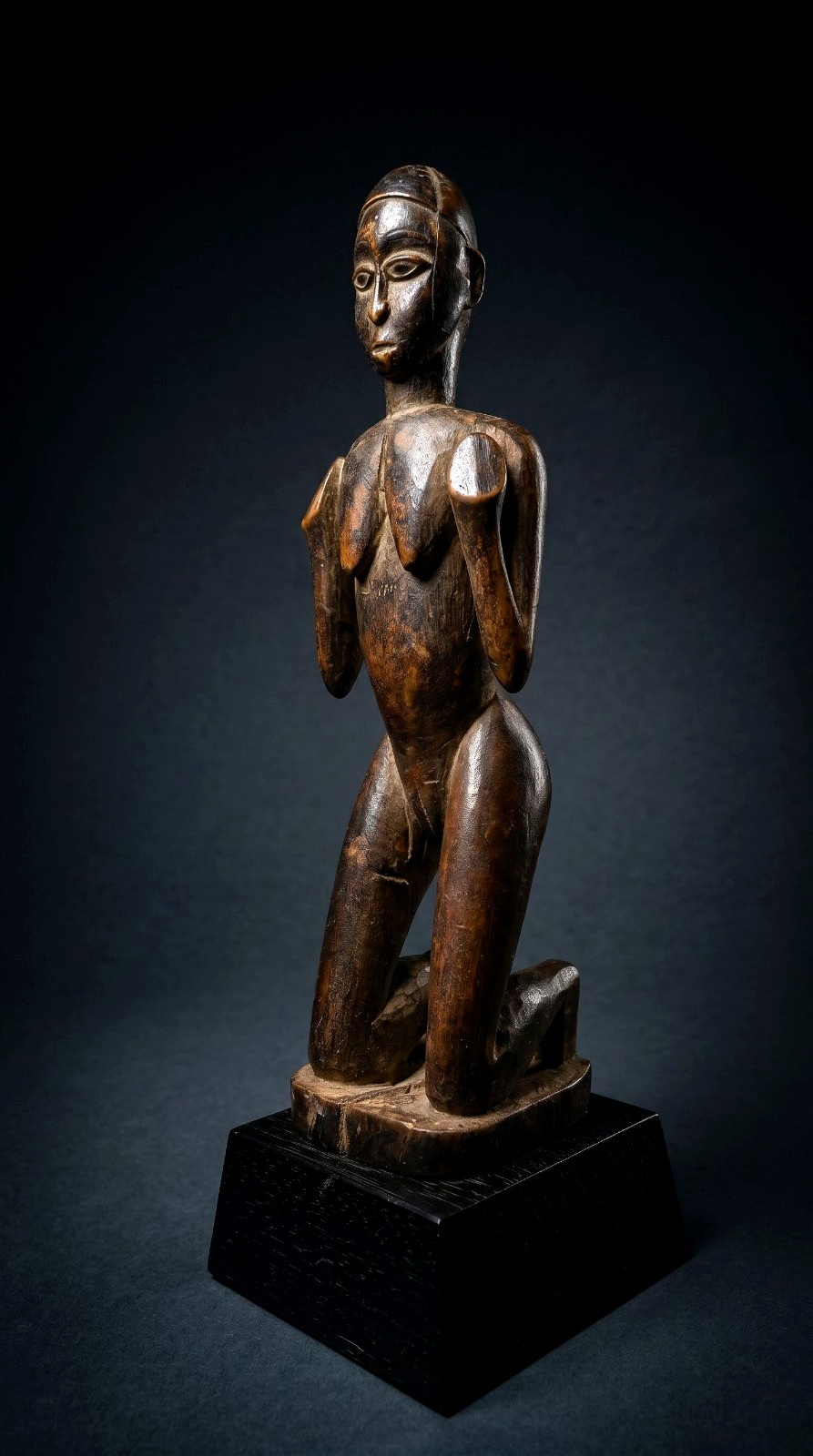 A Bakongo Kneeling Devotee Female Sculpture