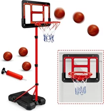 Kids Basketball Hoop with Stand, Adjustable Basketball Set, Toddler Basketbal...