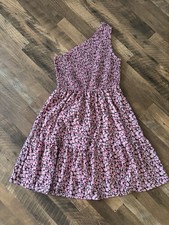 Naggoo Floral One Shoulder Summer Sun Dress Boho Ruffle Beach Mini Large NWOT