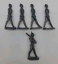 Lot Of 5 Vintage German Pewter Soldier Figurines Figures Pics 