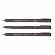 STAEDTLER 0.5mm Pigment Liner Fineliner Pens Black Waterproof Drawing 3 Pack