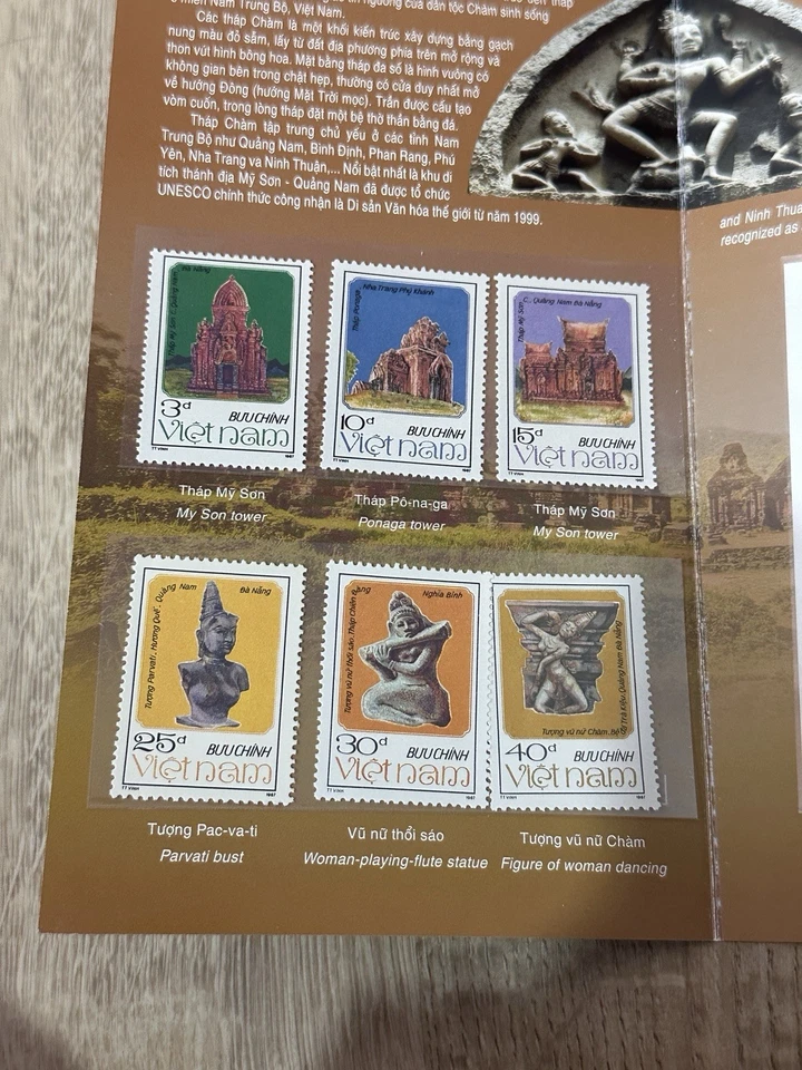 COLECCIÓN VIETNAM MI HIJO SANTUARIO PRESENTACIÓN PAQUETE SELLO MNH + BLOQUE USADO Foto 4 de 4