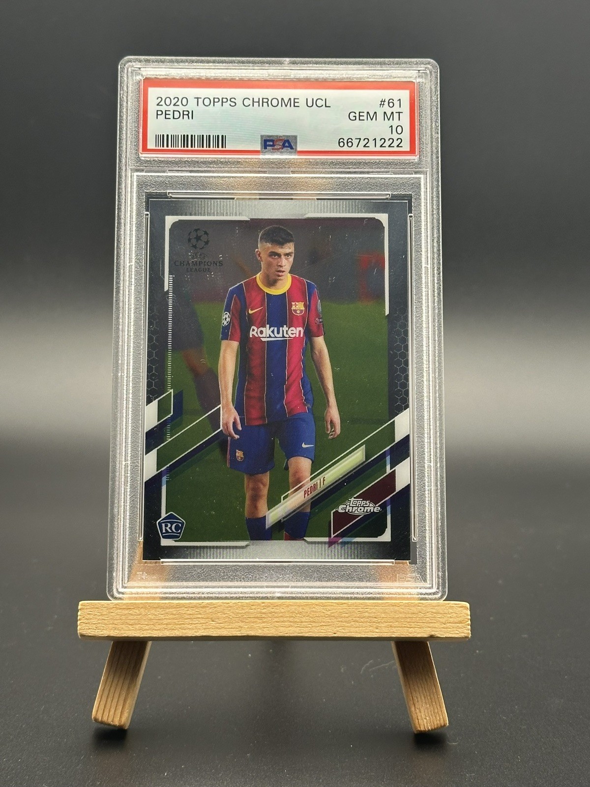 PEDRI 2020-21 TOPPS CHROME UCL TRUE ROOKIE RC #61 PSA 10 GEM MINT
