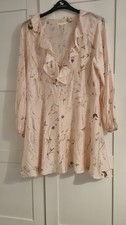 H&M Flounce Trim Ruffle Pastel Pink Floral Dress Stunning M Medium