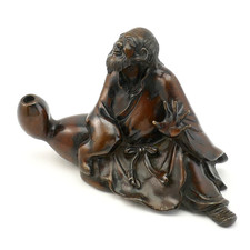 ANTIQUE 19thC JAPANESE MEIJI BRONZE OKIMONO FIGURE POET SAGE LI BAI, LI HAKU