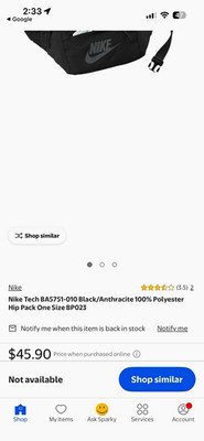 Nike Tech Hip Pack Black One Size 5L Polyester Zip Adjustable Strap Hiking