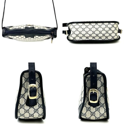 GUCCI Mini Crossbody Bag Vintage Navy Grau PVC Leder Gold Hardware Gebraucht - Bild 4 von 10