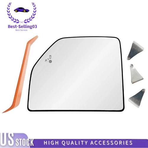 DRIVER LEFT SIDE MIRROR GLASS FOR FORD F250 F350 BACKING PLATE HEAT BLIND SPOT