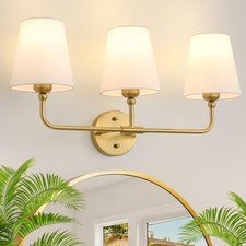 Bathroom Light Fixtures, 3-Light Brushed Gold Vanity Lights, 25" Bathroom Lig...