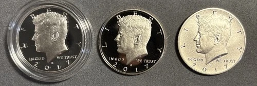 2017 S+S+S Kennedy Half Dollar Silver, Clad & Enhanced Uncirculated Proof Coins