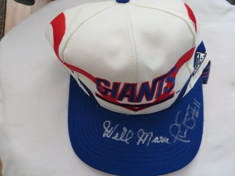 Wellington Mara & Phil Simms autographed signed auto New York Giants cap hat JSA