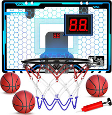 Indoor Mini Basketball Hoop for Kids, Basketball Hoops over the Door with LED Li
