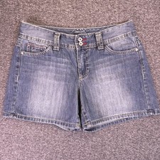 Tommy Hilfiger Shorts Womens 6 Blue Double Button Denim Jean Low Rise Fits31x4.5