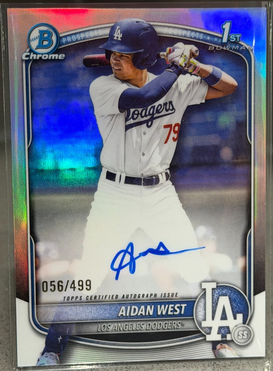 2025 1st Bowman Draft Aidan West Chrome AUTO Refractor /499 Los Angeles Dodgers