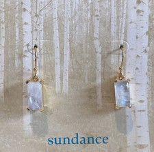Sundance Catalog Gold Vermeil Rectangle Moonstone Dangle Earrings