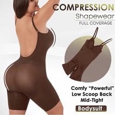 1pc Full Coverage Bodysuit Shapewear Thigh Slim Backless Body Shaper Jumpsuit