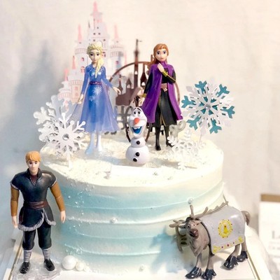 5pcs Frozen Princess Cake Toppers Elsa Olaf Anna Figures Set Disney Toy Topper