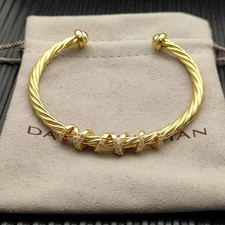 David Yurman Helena 4mm & 18K Gold Bracelet with Diamonds