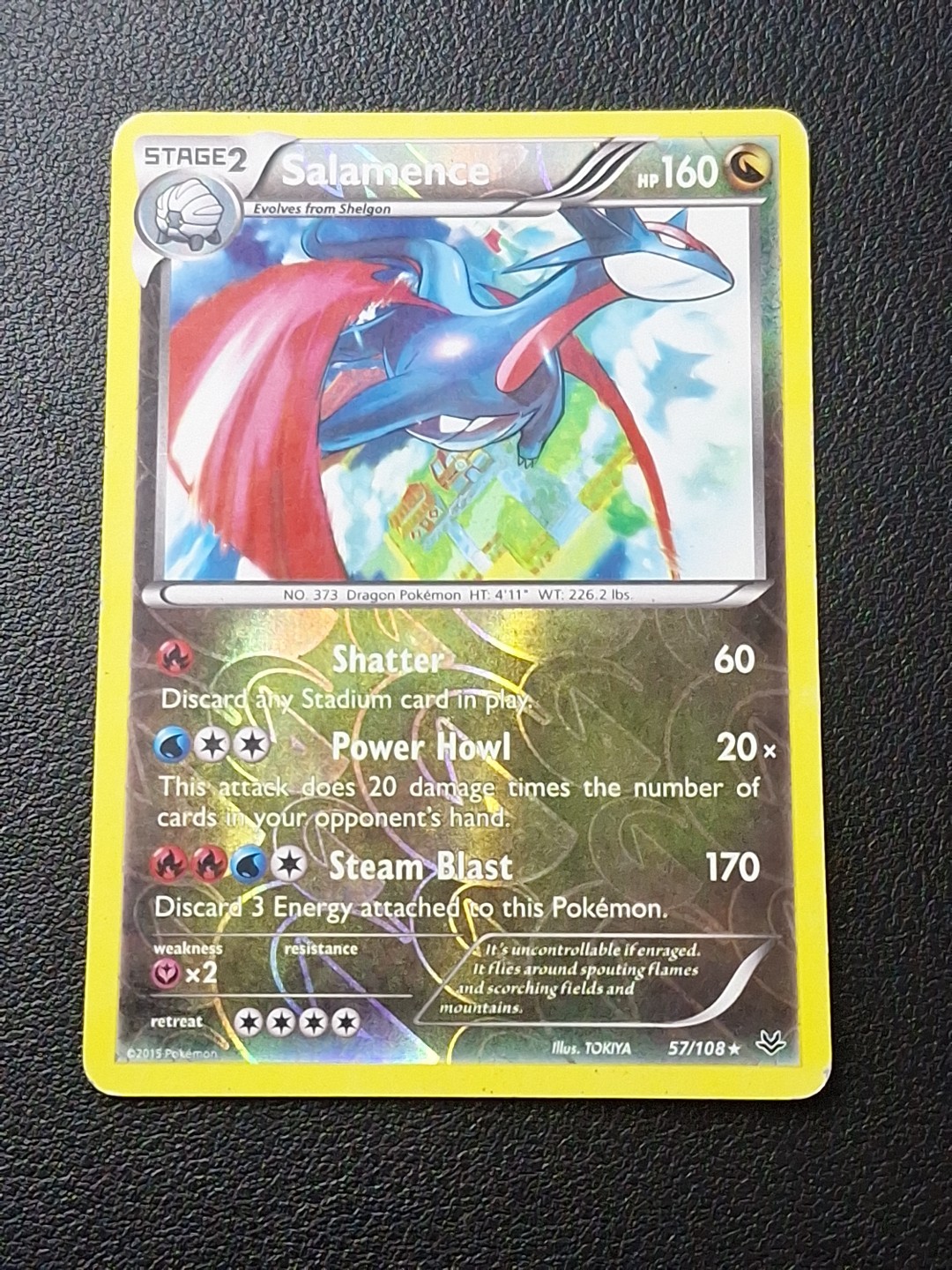 Pokemon - Salamence #57/108 - XY - Roaring Skies Reverse Holo Lightly Played