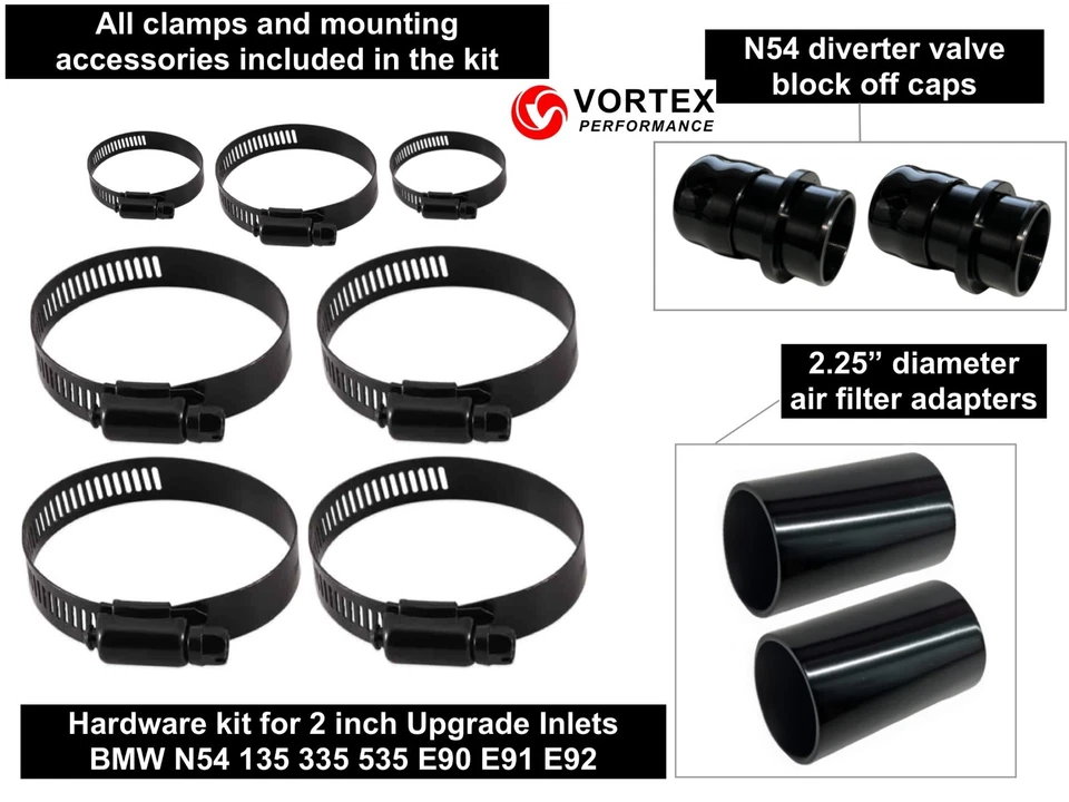 Tubo de entrada turbo 2 pulgadas para BMW N54 335xi 335i 535i - NEGRO Foto 3 de 4