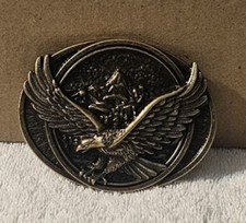 EAGLE FLYING BIRD MOUNTAIN OUTDOOR WESTERN RODEO COWBOY BELT BUCKLE