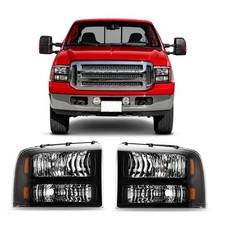 LED DRL Headlight for 05-07 Ford F250 F350 F450 F550 Super Duty Smoky Lens Amber