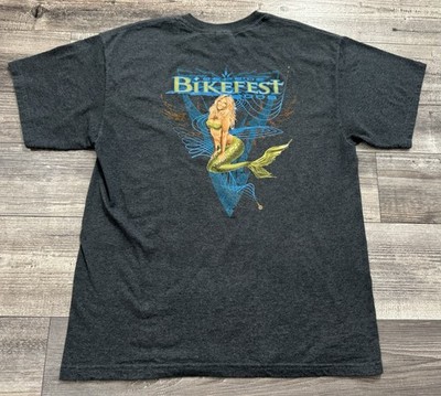 2009 Seaside Bike Fest Shirt Mens Large Sexy Mermaid Motorcycle Oregon Gray