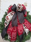 12" CHRISTMAS SANTA  / NOEL/JOY WIRED BOW WREATH GARLAND MAILBOX POST 