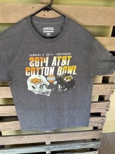 Vintage 2014 AT&T Cotton Bowl L T Shirt OK State Cowbows / Mizzo Tigers Nice 289