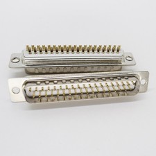 50pcs Gold Pin 37pin 2 Row D-Sub Male Socket Solder Chassis Connector RS232