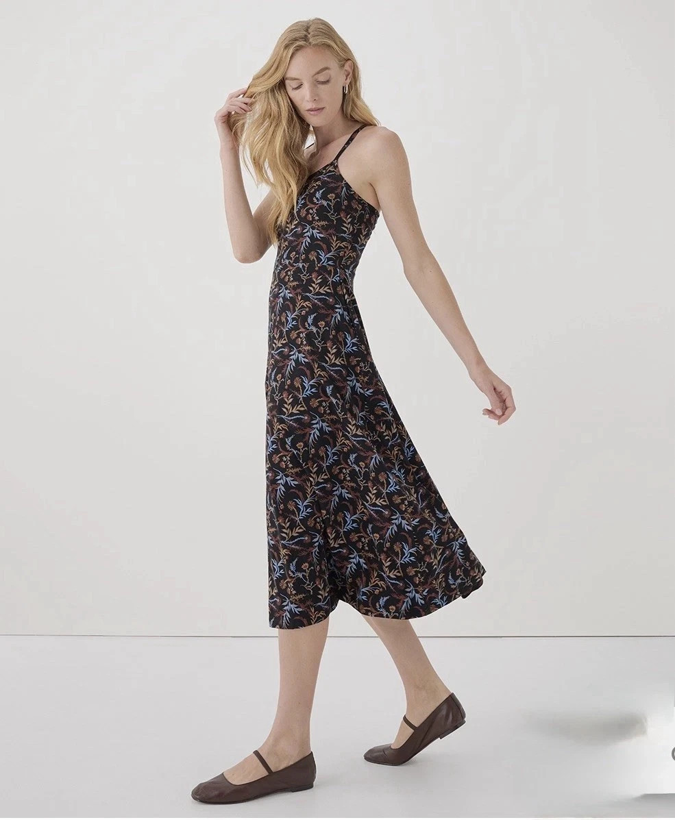 Pact Organic Cotton Fit & Flare Midi Dress NWOT Comfort