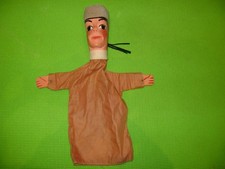 GUIGNOL ANCIENNE MARIONNETTE THEATRE A GAINE TETE EN BOIS 16CM