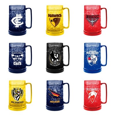 2026 AFL Team COLOUR Gel Ezy Freeze Beer Stein Frosty Mug Cup Man Cave Bar Gift