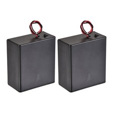 Battery Case Storage Box 2 Slots x 1.5V 2-Wire for 2 x D Battery with Cover 2Pcs