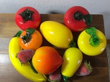 Vintage Lot of Murano Style Hand Blown Glass Fruits  Vegetables