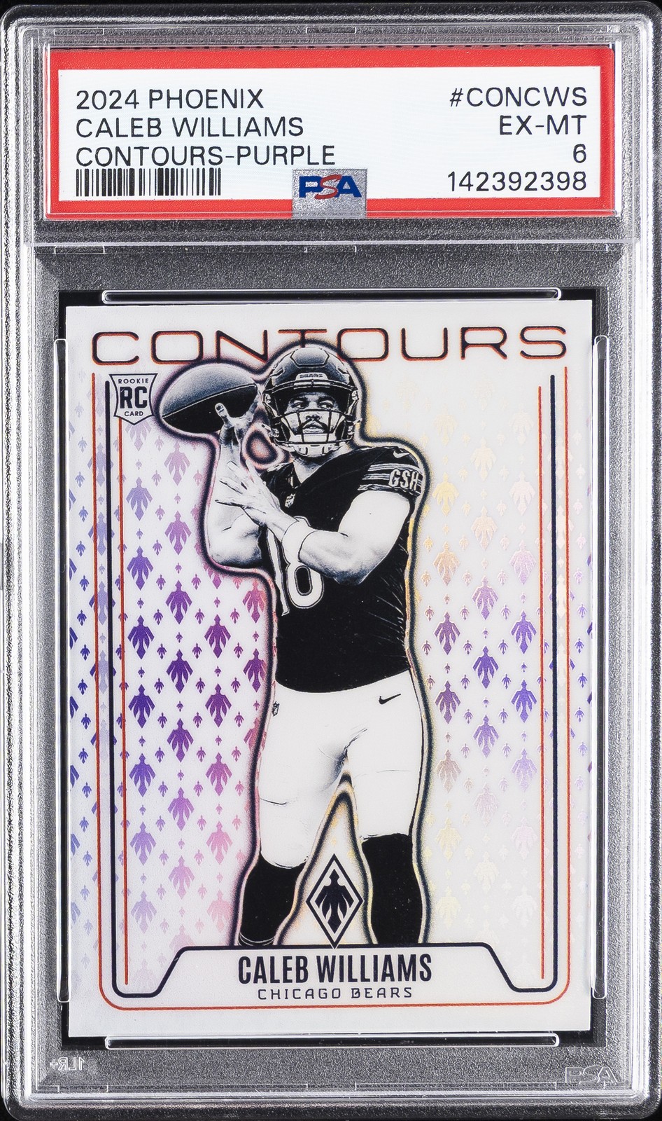 2024 PANINI PHOENIX CONTOURS PURPLE #CONCWS CALEB WILLIAMS ROOKIE RC PSA 6