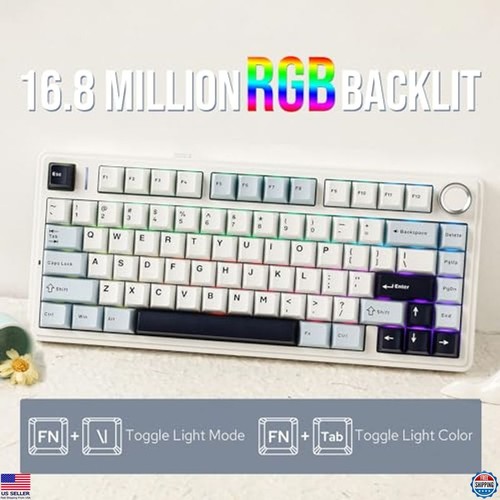 75% Wireless Hot Swappable Mechanical Keyboard, RGB, Bluetooth, USB-C, Light - Afbeelding 5 van 6
