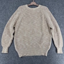 LL Bean Vintage 90s Shaker Knit Cotton Sweater XL Tan Marled Made in USA 4590