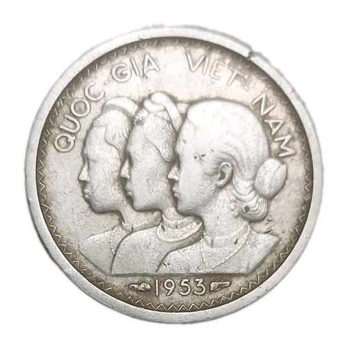 1953 South Vietnam 10 Su Vintage Aluminium Coin KM 1 Women & Rice Plant #1