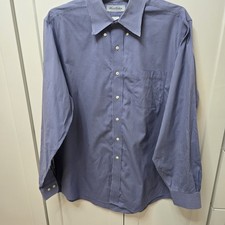 Brooks Brothers Shirt Mens Blue Stripe Relaxed Long Sleeve Made in USA Cotton