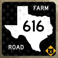 Texas farm to market road 616 state highway marker route sign map 1965 16x16