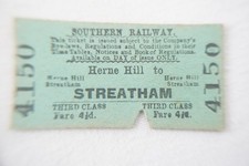 1930 Herne Hill to Streatham Southern Rail Railway Train Ticket Ref M