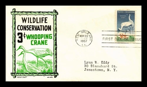 US COVER WHOOPING CRANES WILDLIFE CONSERVATION FDC KEN BOLL CACHET CRAFT