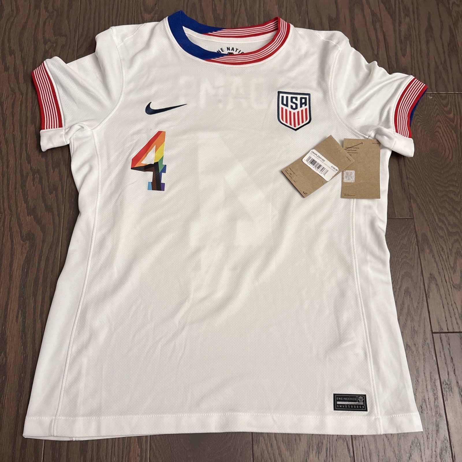 Nike Tyler Adams #4 USA National Team 2024 Jersey with Pride USMNT Womens Small