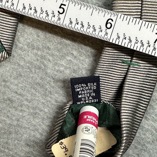 Vintage Tommy Hilfiger Neck Tie Gray Textured Stripe 100% Silk Emblem USA - Picture 5 of 8